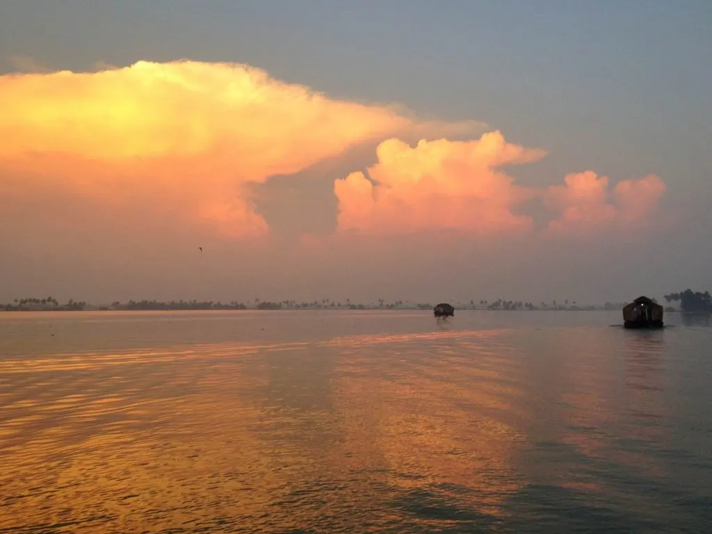 Sunrise in Kerala backwaters