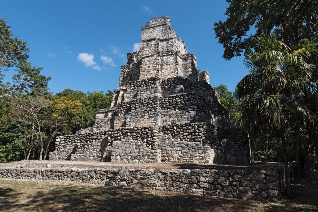 A Mayan pyramid in Muyil archaeological site, located in Sian Ka'an