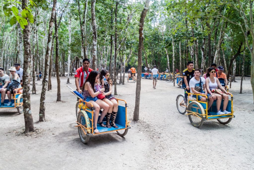 Bike taxis at the Coba Ruins in Mexico.