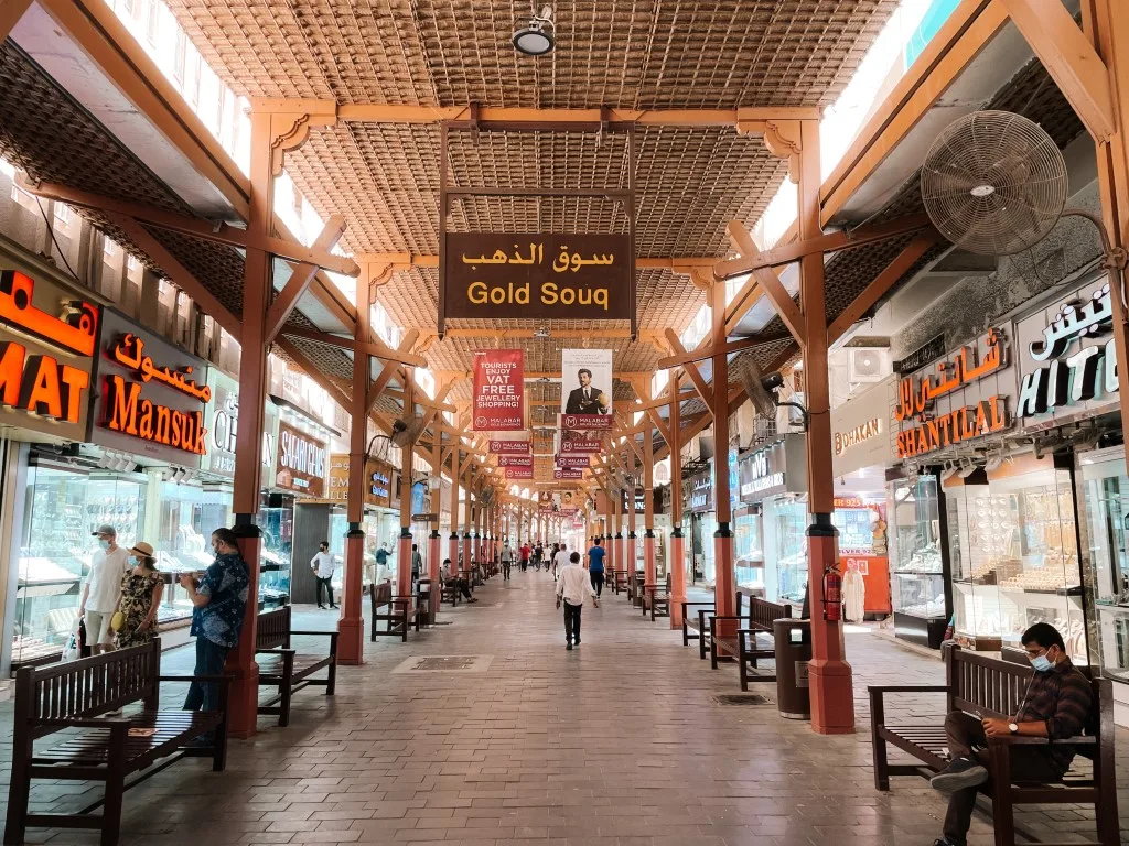 Main street in the Duabi Gold Souk in Deira.