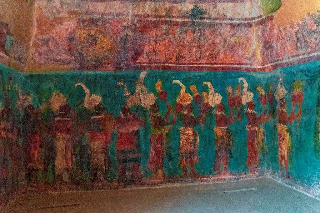 Classic Mayan frescoes in the archaeological site of Bonampak