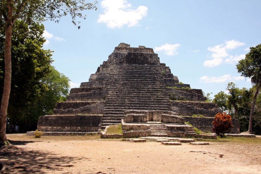 An ancient pyramid at the site of Chacchoben