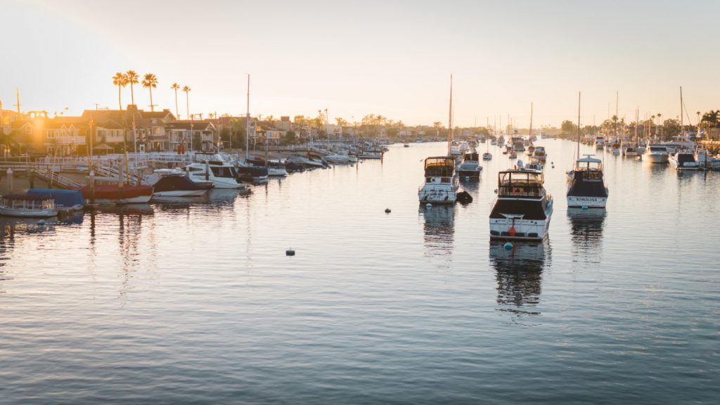 Image of a large body of water with boats in it, taken in Newport Beach 