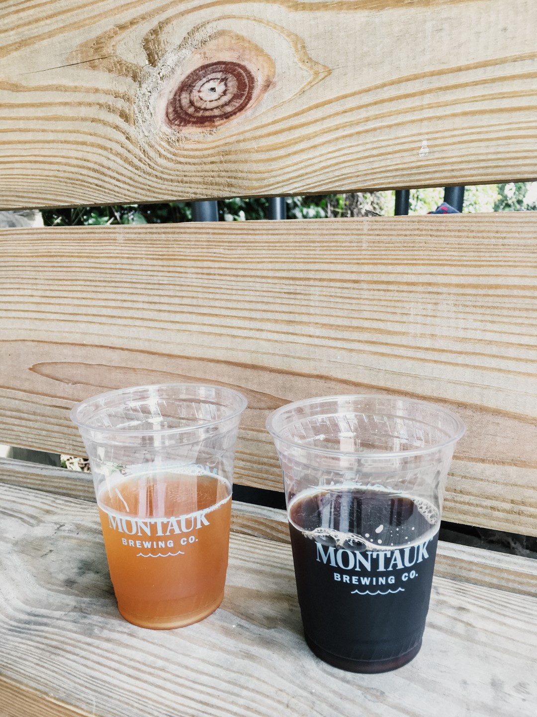 image of two beers at Montauk Brewing Co, one of the Montauk restaurants on this list.