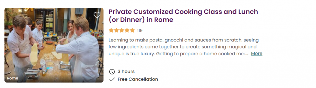 Private Customized Cooking Class and Lunch (or Dinner) in Rome 