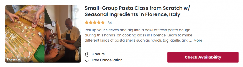Small group pasta cooking class in Florence