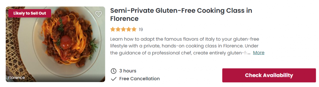 Gluten-free cooking class in Florence