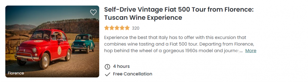 Self-Drive Vintage Fiat 500 Tour from Florence: Tuscan Wine Experience 