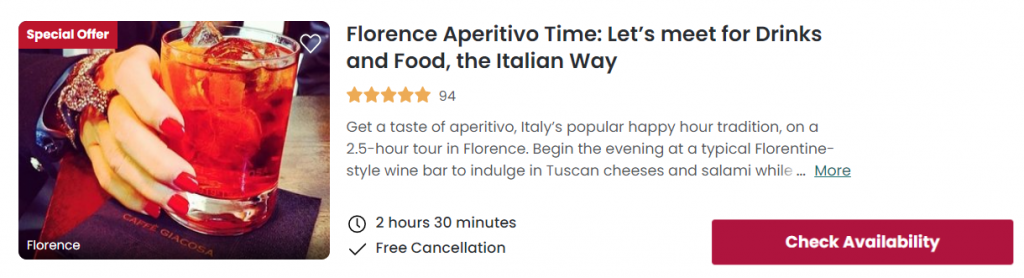 Florence Aperitivo Time: Let's Meet for Drinks and Food, the Italian Way 