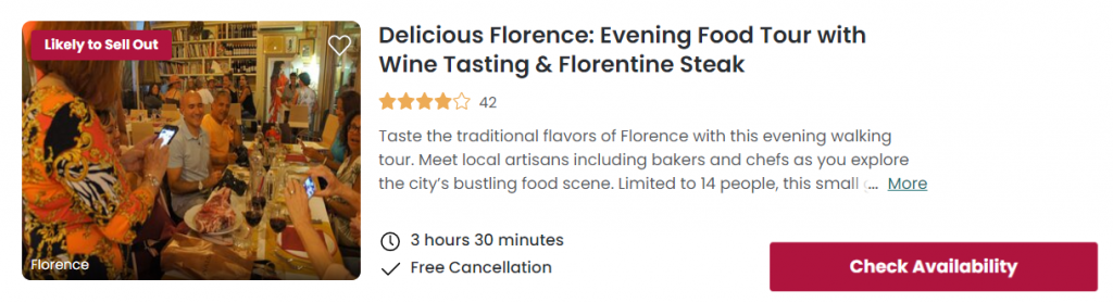 Delicious Florence: Evening Food Tour with Wine Tasting & Florentince Steak