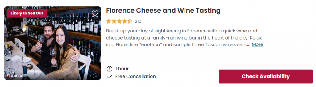 Florence CHeese and Wine Tasting 
