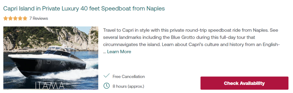 Capri Island in Private Luxury 40 feet speedboat from Naples 