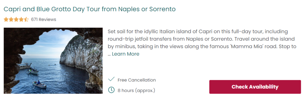 Capri and Blue Grotto Day Tour from Naples or Sorrento 
