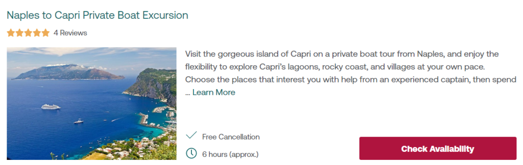 Naples to Capri Private Boat Excursion