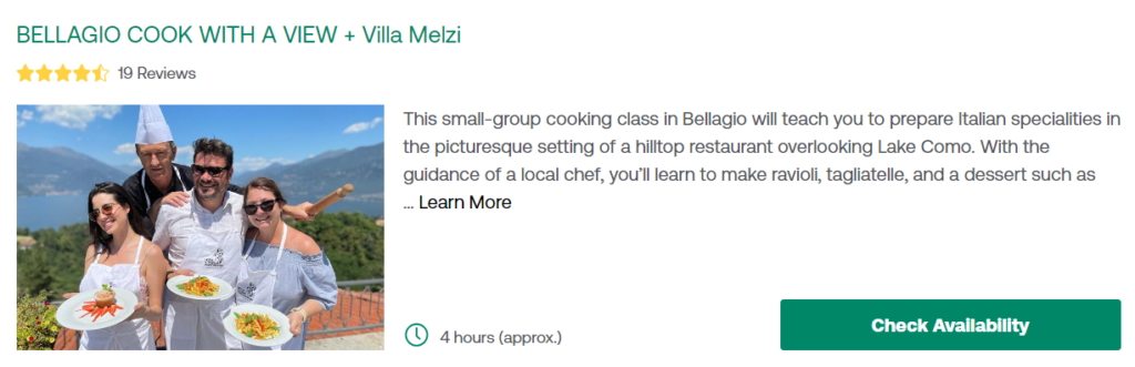 Bellagio Cook with a View + Villa Melzi