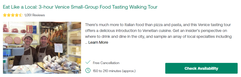 Eat Like a Local: 3-hour Venice Small-Group Food Tasting Walking Tour