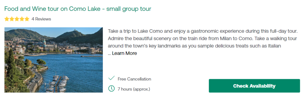 Food and Wine tour on Como Lake - small group tour