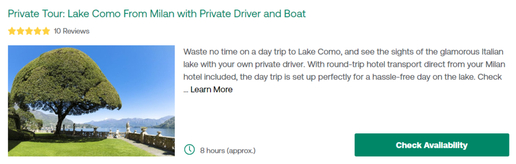 Private Tour: Lake Como From Milan with Private Driver and Boat