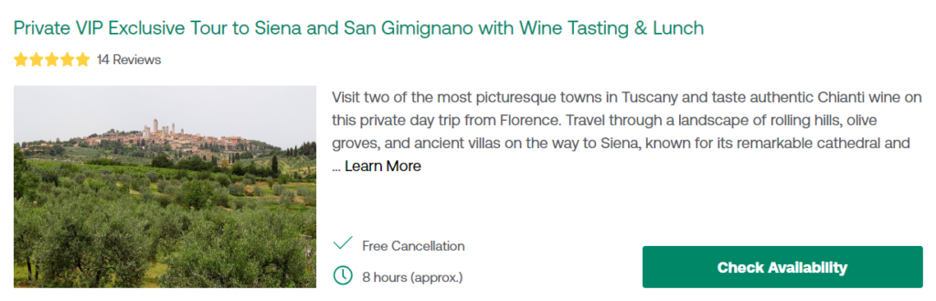 Private VIP Exclusive Tour to Siena and San Gimignano with Wine Tasting & Lunch 