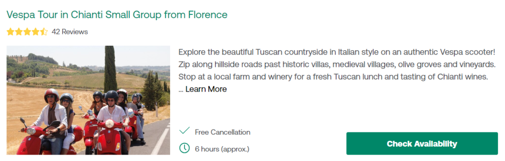 Vespa Tour in Chianti Small Group from Florence