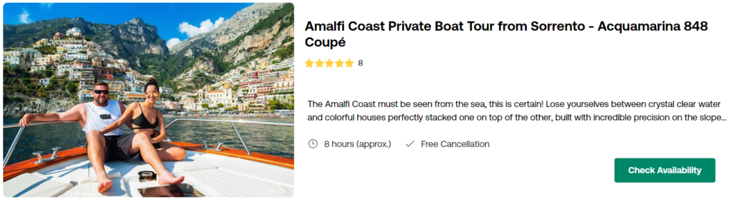 Amalfi Coast Private Boat Tour from Sorrento - Acquamarina 848 Coupé 