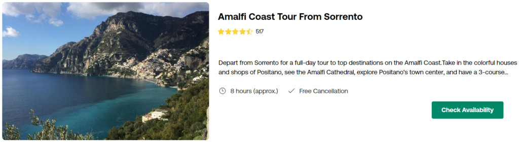 Amalfi Coast Tour from Sorrento 