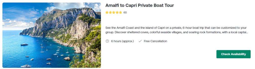 Amalfi to Capri Private Boat Tour 