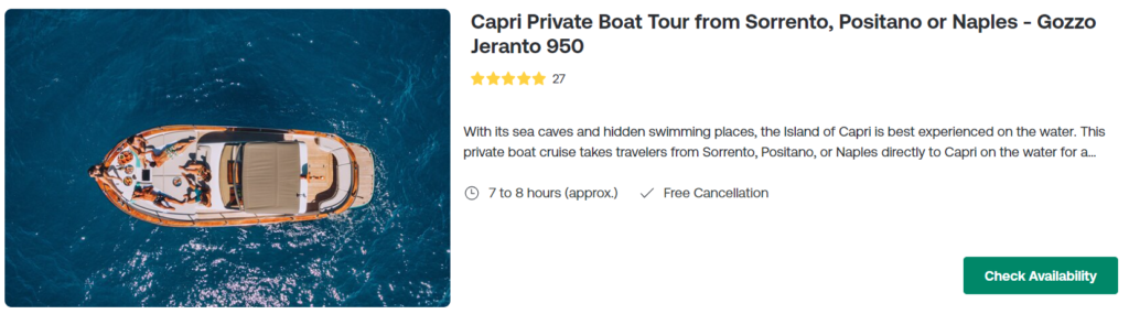 private tour positano to capri Capri Private Boat Tour from Sorrento, Positano or Naples - Gozzo Jeranto 950