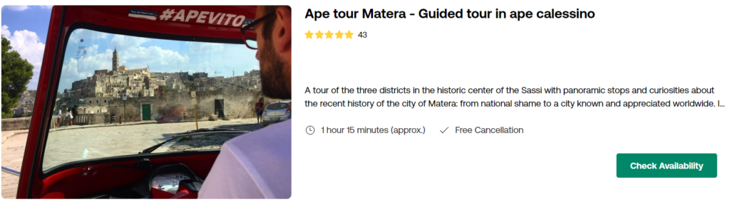 Ape Tour Matera - Guided tour in ape calessino