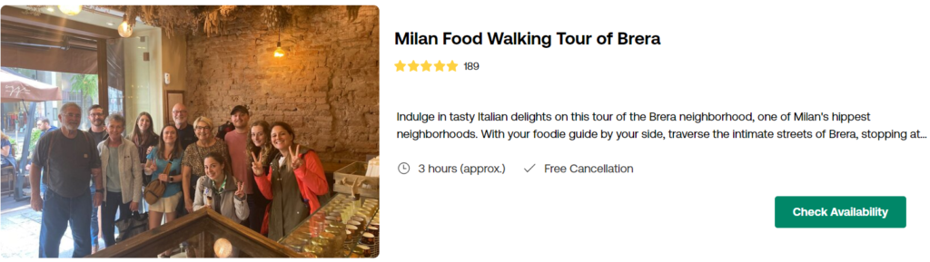 Milan Food Walking Tour of Brera