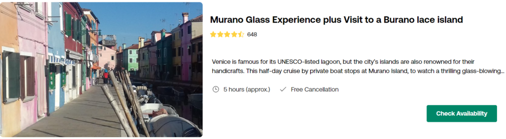 Murano Glass Experience plus Visit to a Burano lace island
