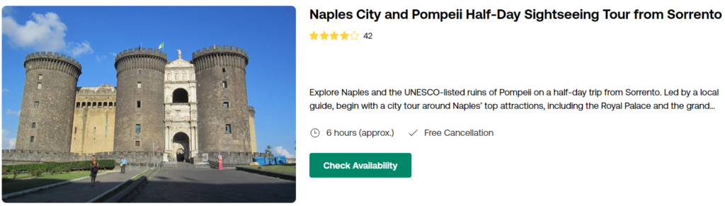Naples City and Pompeii Half-Day Sightseeing Tour from Sorrento 