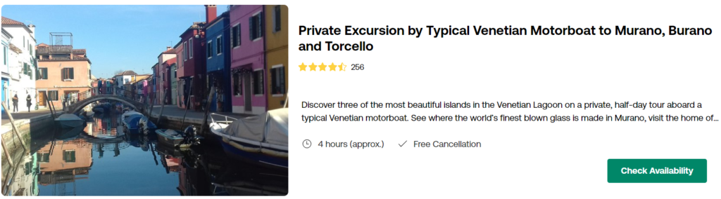 Private Excursion by Typical Venetian Motorboat to Murano, Burano, and Torcello