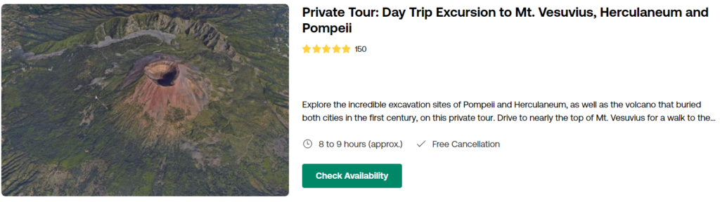 Private Tour: Day Trip Excursion to Mt. Vesuvius, Herculaneum and Pompeii