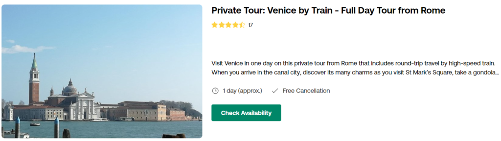 Private Tour Venice by Train Full Day Tour from Rome