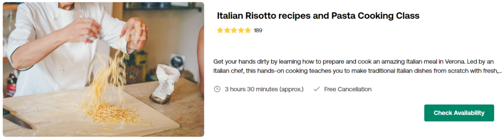 Italian Risotto recipes and Pasta Cooking Class in Verona