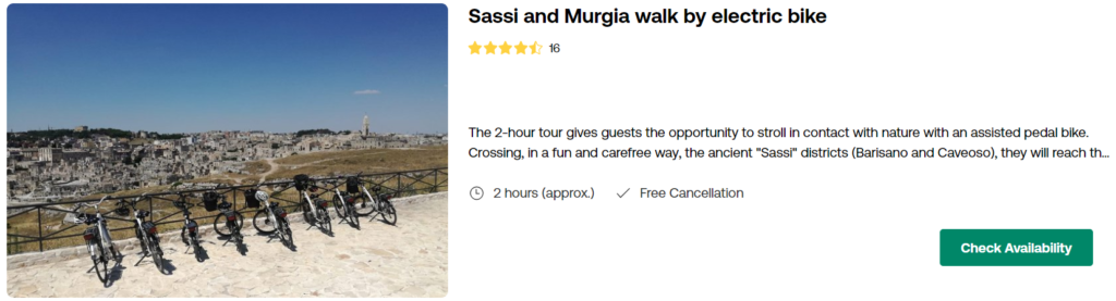 Sassi and Murgia Matera Guided Tour by electric bike