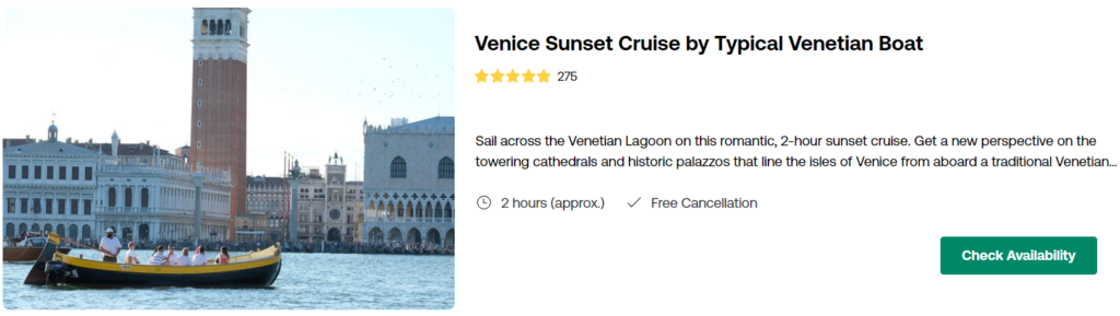 Venice Sunset Cruise by Typical Venetian Boat 