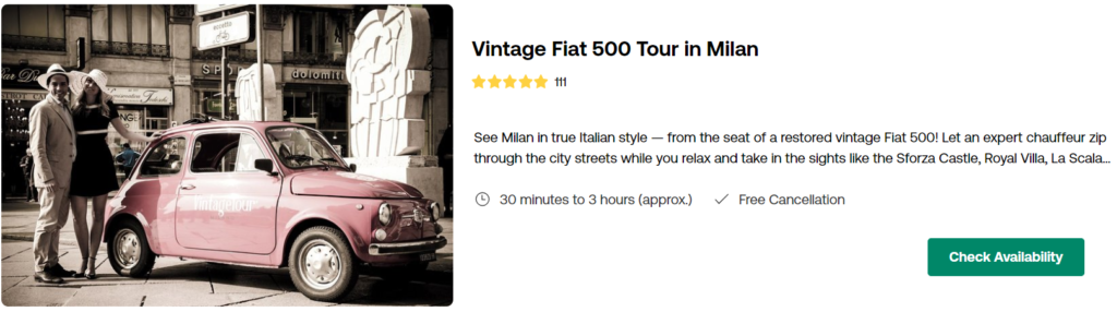 Vintage Fiat 500 Tour in Milan 