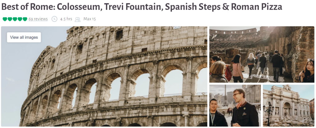 Best of Rome: Colosseum, Trevi Fountain, Spanish Steps & Roman Pizza