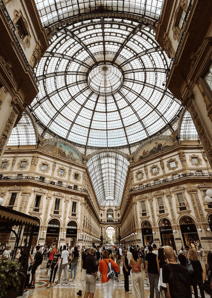 Interior of the Galleria Vittorio Emanuele II in Milan.
