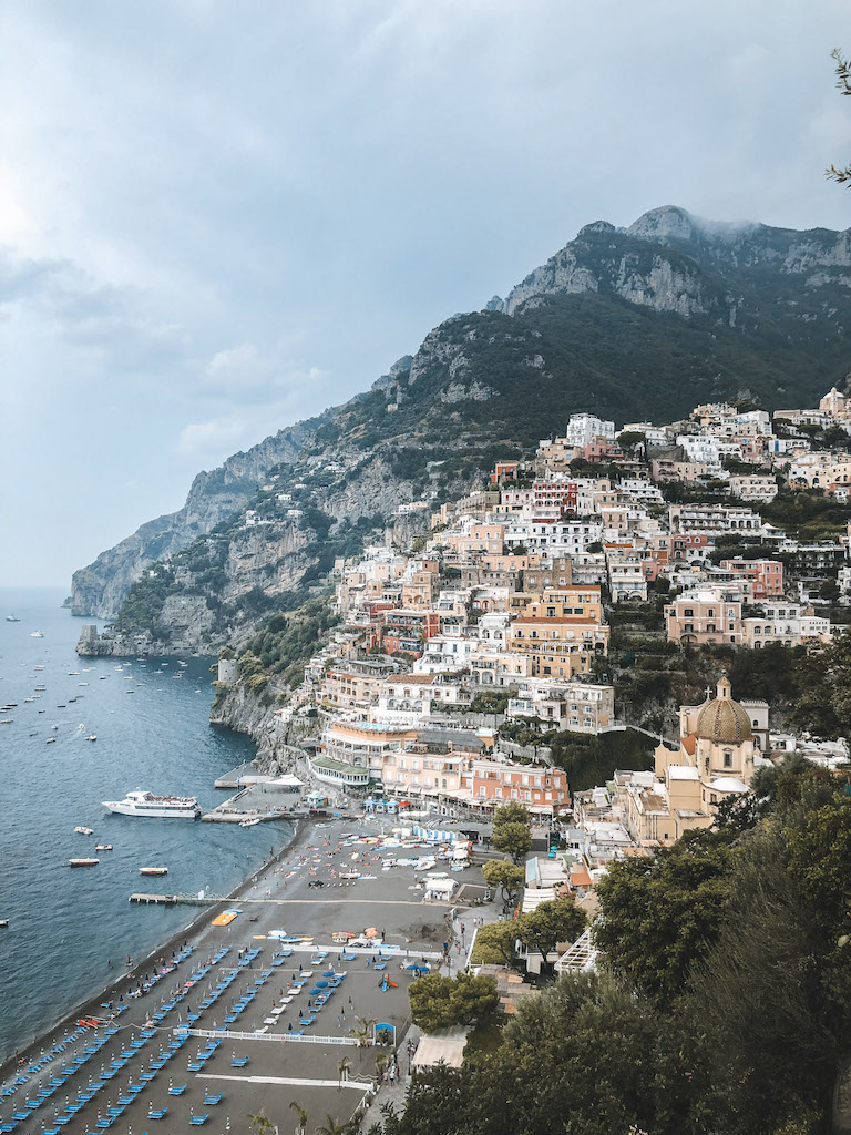 View from a viewpoint of Positano, one of the best destination for a day trip from Naples.
