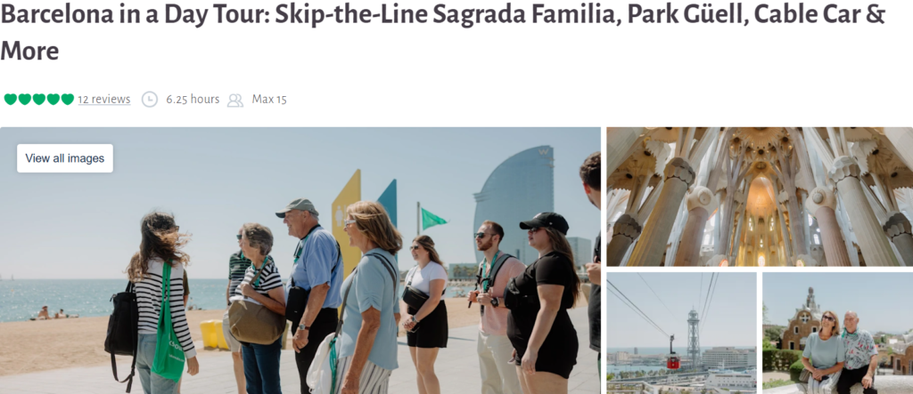 Barcelona in a Day Tour Skip the Line Sagrada Familia, Park Güell, Cable Car and More