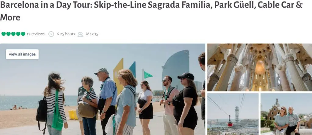 Barcelona in a Day Tour Skip the Line Sagrada Familia, Park Güell, Cable Car and More