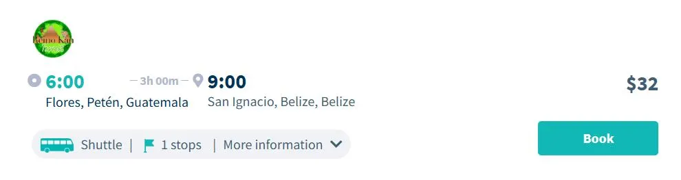 Shuttle from Flores to San Ignacio