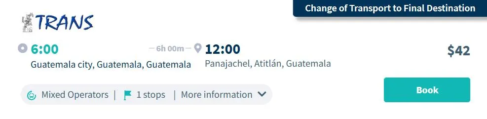 Shared shuttle to Panajachel 