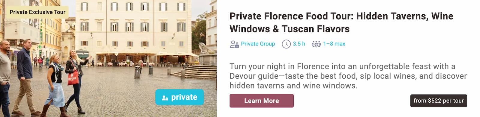 Private Florence Food Tour by Devour banner